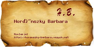 Horánszky Barbara névjegykártya