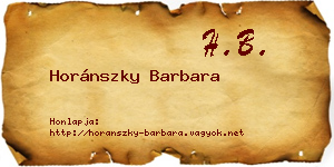 Horánszky Barbara névjegykártya